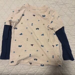 Garanimals Cream and Blue Long Sleeve Kids Tee